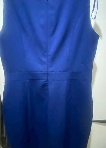 Lacivert Midi Klasik Elbise Fiyonk Detaylı - Görsel 3