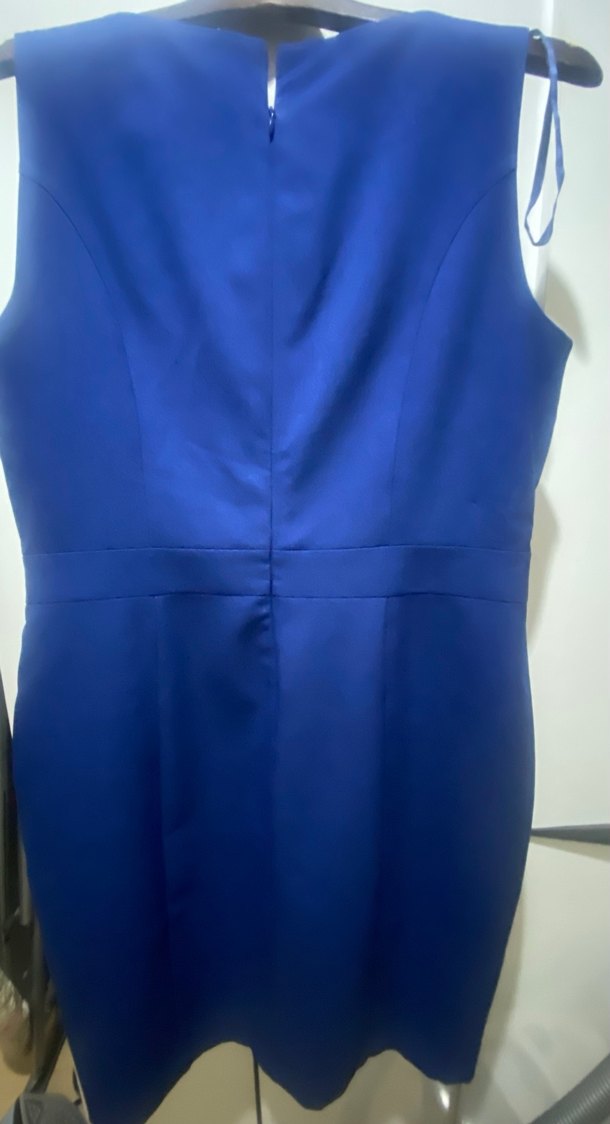 Lacivert Midi Klasik Elbise Fiyonk Detaylı - Görsel 3