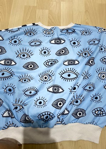 Kadın Renkli Baskılı Kısa Sweatshirt - Görsel 5