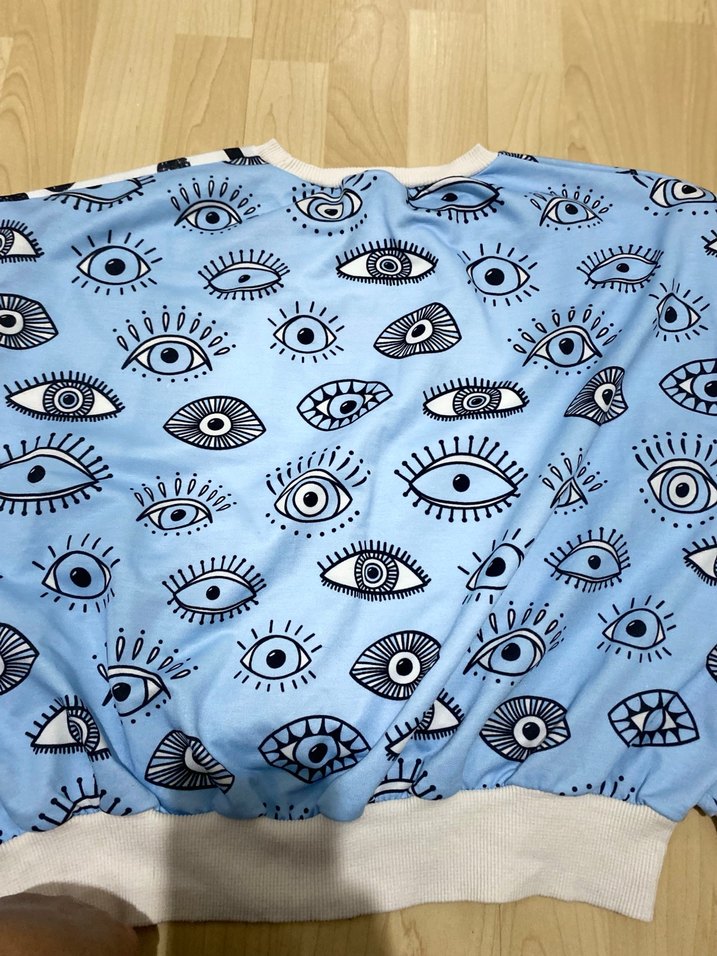 Kadın Renkli Baskılı Kısa Sweatshirt - Görsel 5