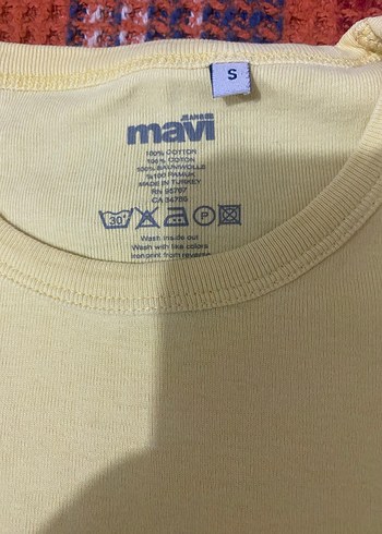 Sarı Uzun Kollu Pamuklu Tişört - Görsel 2