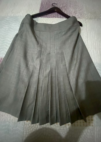 Gri Pileli midi boy   Etek - Görsel 2