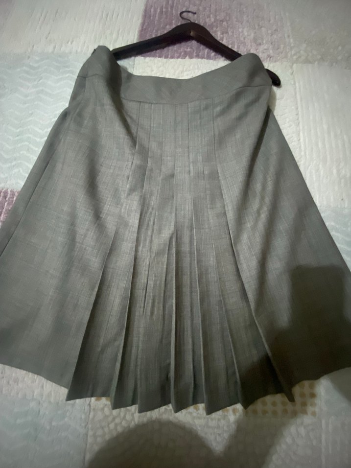 Gri Pileli midi boy   Etek - Görsel 2