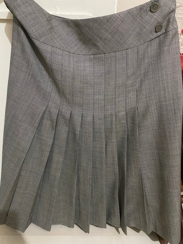 Gri Pileli midi boy   Etek - Görsel 5