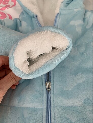 9-12 Ay Beden mavi Renk Bebek peluş mont