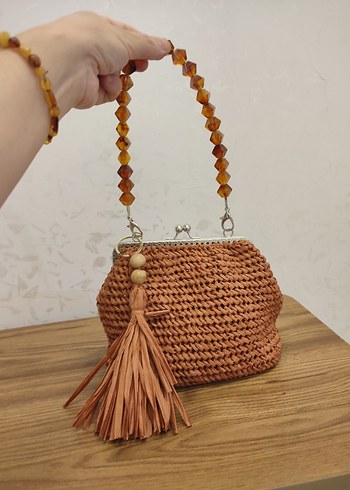 Zara Bohem Püsküllü Kahverengi Örgü Kadın Portföy Çanta