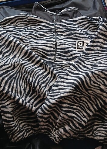 Zebra desenli lastikli sweatshirt