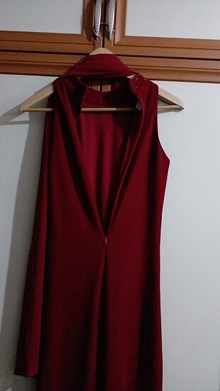 l Beden bordo Renk Bordo gece elbisesi
