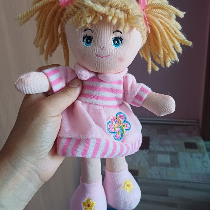 Pembe Çizgili Peluş Bebek - Görsel 2