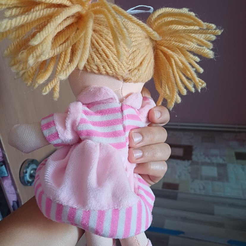 Pembe Çizgili Peluş Bebek - Görsel 4