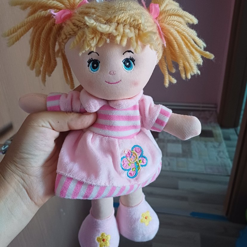 Pembe Çizgili Peluş Bebek - Görsel 5