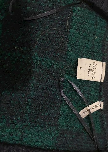 Kadın Yeşil Kareli Örgü Hırka - Görsel 2