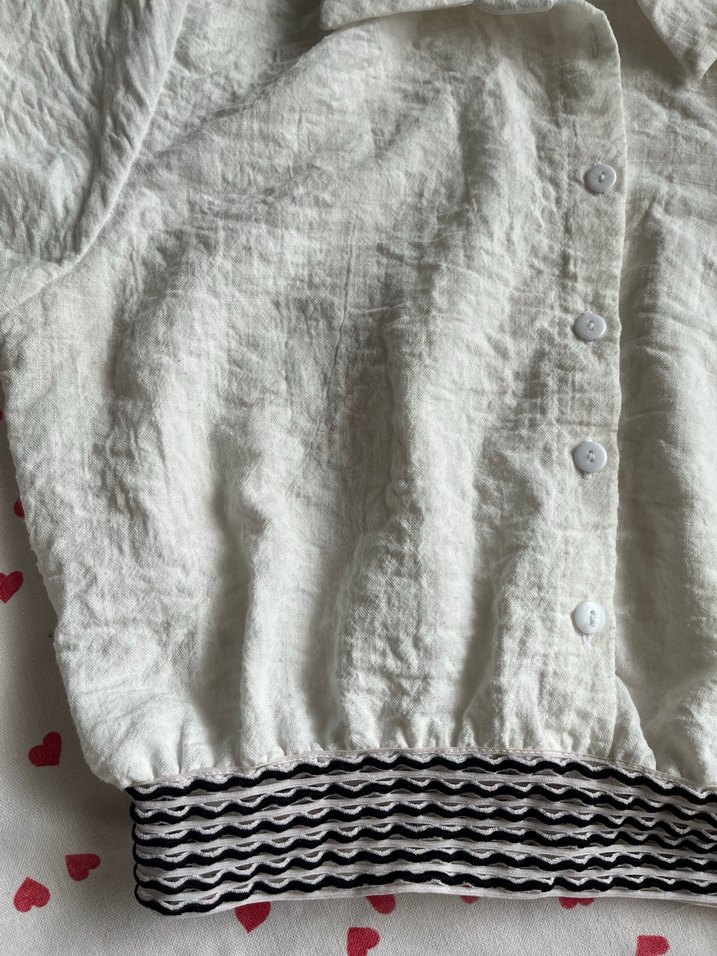 Beyaz Keten Karışımlı Crop Gömlek - Görsel 3