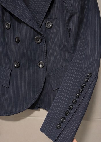 Düğmeli Çizgili Blazer Ceket - Görsel 2