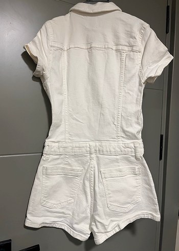 Beyaz Kısa Kollu Mini Bershka Tulum - Görsel 4