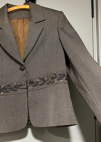 Düğmeli Kahverengi Kadın Blazer Ceket - Görsel 3