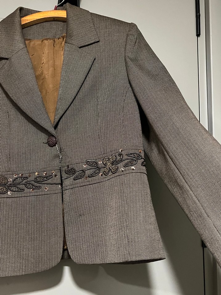 Düğmeli Kahverengi Kadın Blazer Ceket - Görsel 3