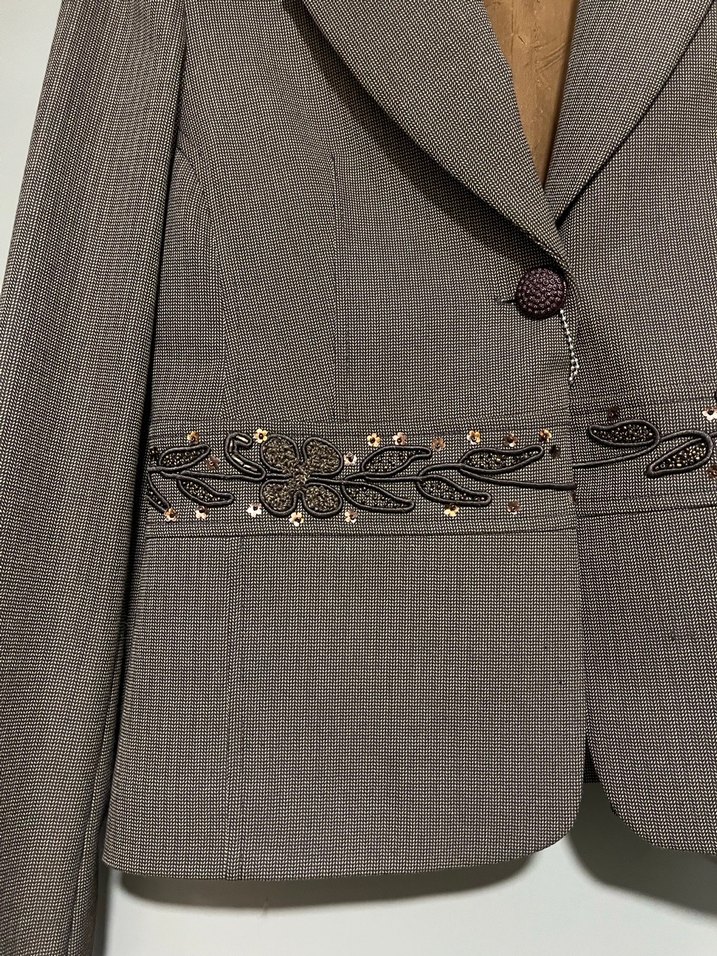 Düğmeli Kahverengi Kadın Blazer Ceket - Görsel 2