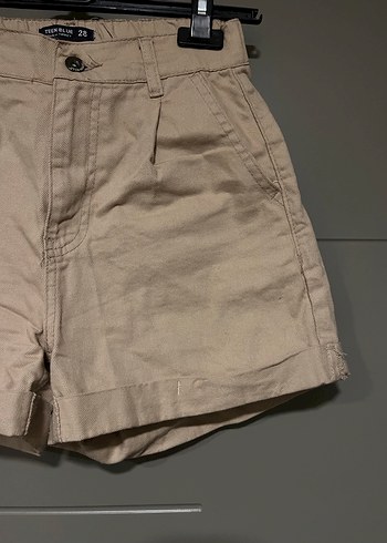 Bej Kot Mini Şort - Görsel 3