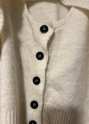 Düğmeli Beyaz Kadın Kazak - Görsel 5