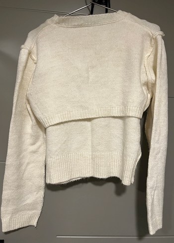 Düğmeli Beyaz Kadın Kazak - Görsel 2