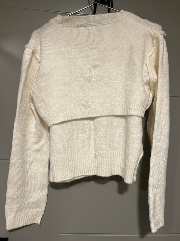 Düğmeli Beyaz Kadın Kazak - Görsel 2