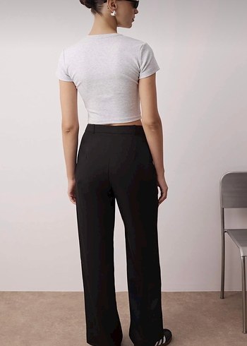 Siyah Wide Leg Kumaş Pantolon - Görsel 2