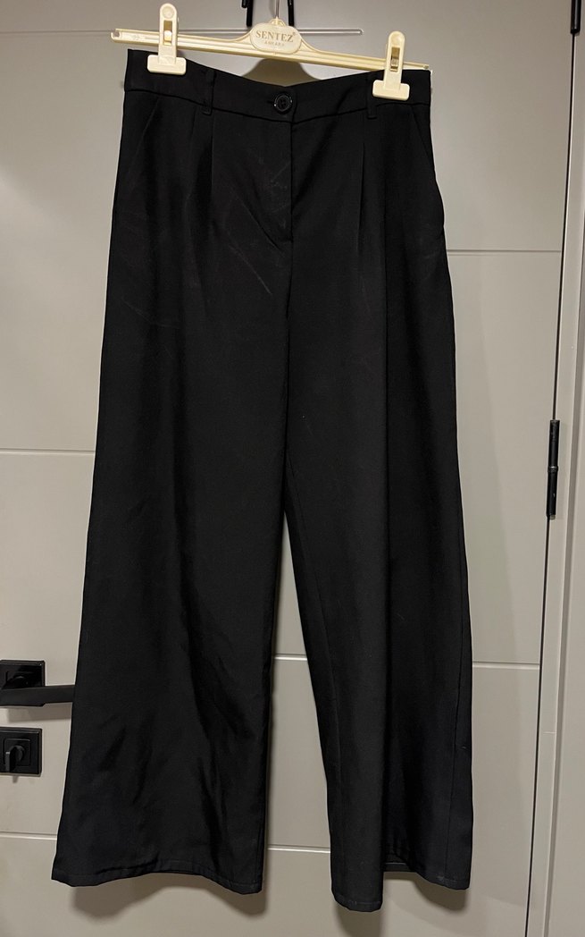 Siyah Wide Leg Kumaş Pantolon - Görsel 3