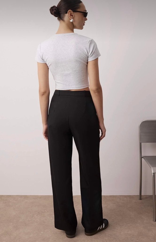 Siyah Wide Leg Kumaş Pantolon - Görsel 2