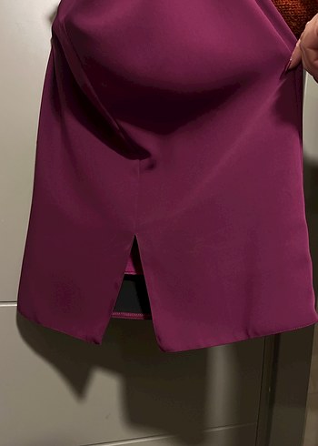 Mor/Mürdüm Sırt Dekolteli Abiye Elbise - Görsel 4