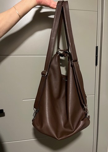 Kahverengi Deri Kadın Omuz/Sırt Çanta - Görsel 3