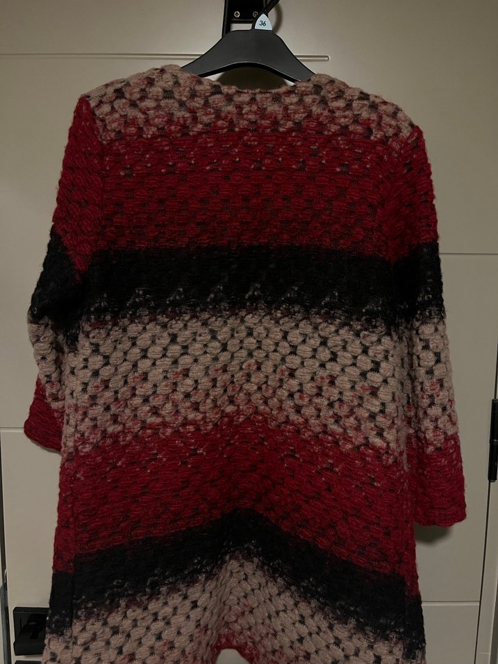 Bordo Örgü Kadın Midi Hırka - Görsel 3