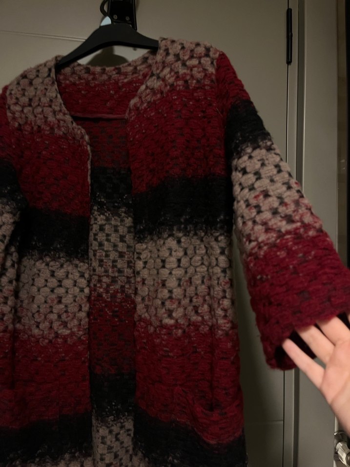 Bordo Örgü Kadın Midi Hırka - Görsel 2