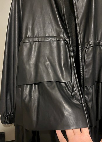 Kadın Siyah Gotik Deri Fırfırlı Deri Ceket - Görsel 4