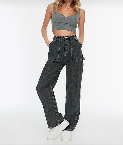 antrasit wide leg jeans