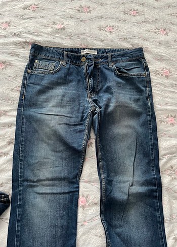 Düğmeli Mavi erkek Midi Kot Pantolon