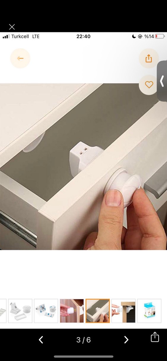 babyJem Beyaz Mıknatıslı Dolap Kilidi - Görsel 3