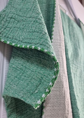 xl Beden yeşil Renk Yeşil Bohem Tarzı Hafif muslin bornoz ve pestemal set.