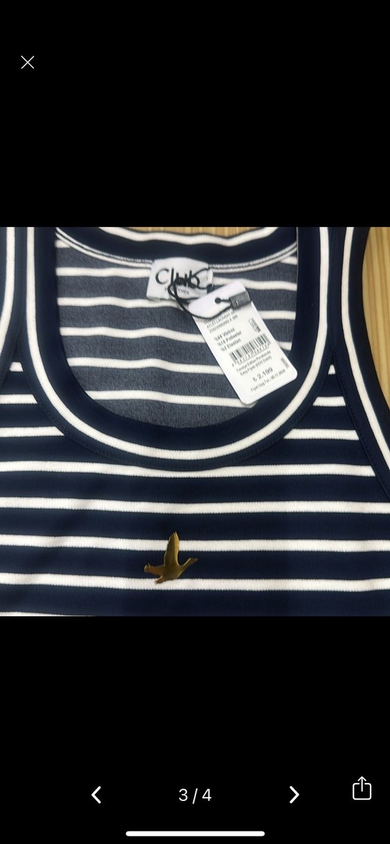 Beymen Lacivert Çizgili Kadın Atlet - Görsel 3