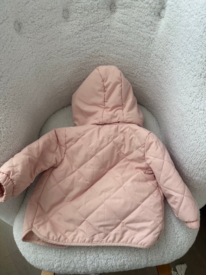 H&M Kız Çocuk Kapüşonlu Düğmeli Pembe Mont - Görsel 3