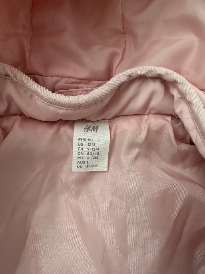 H&M Kız Çocuk Kapüşonlu Düğmeli Pembe Mont - Görsel 2