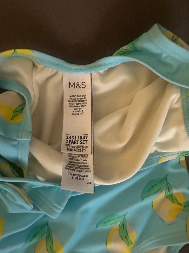 Marks & Spencer 2'li Limon Desenli Kız Mayo - Görsel 4