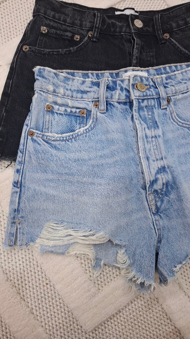 zara Kadın Mavi Mini Denim Şort - Görsel 5