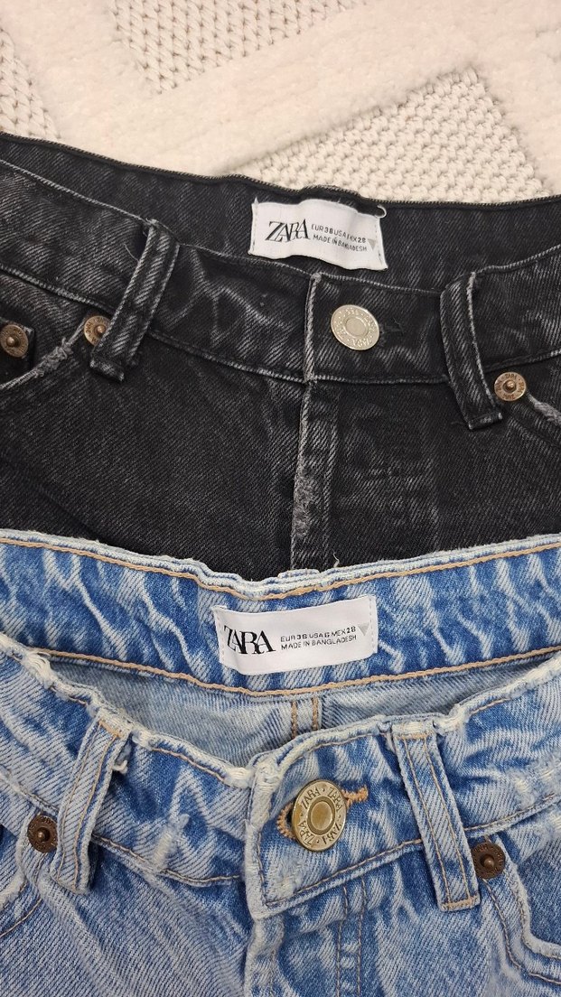 zara Kadın Mavi Mini Denim Şort - Görsel 3
