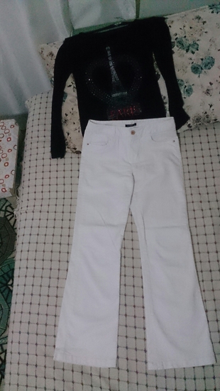 36 Beden beyaz Renk 0 ayarında beyaz yazlık pantolon