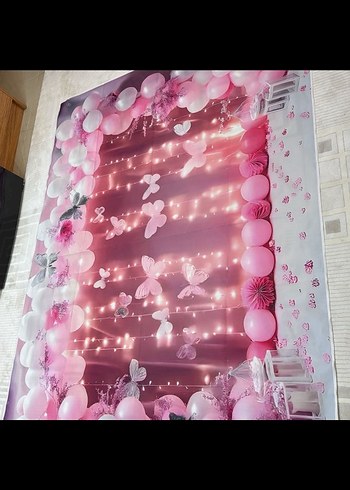 Pembe Parti Dekorasyonu Balon ve Kelebekler - Görsel 2