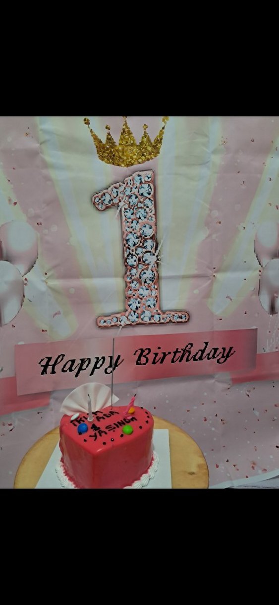 Birinci Yaş Doğum Günü Pembe Parti Arkası - Görsel 2