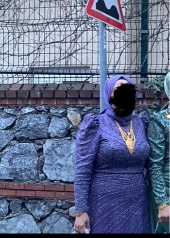 Abiye Mor Drapeli Uzun Abiye Elbise