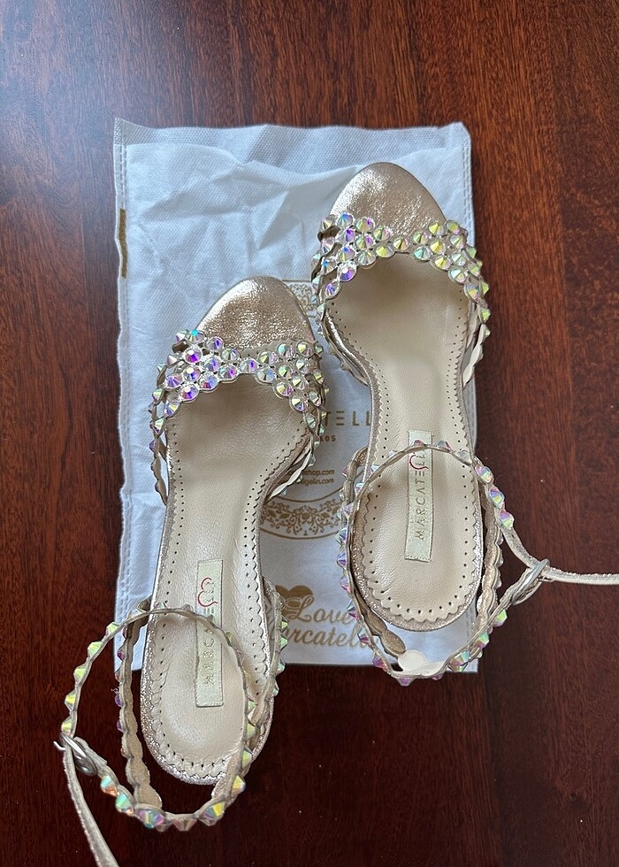 Marcatelli alise gold platform topuklu taşlı ayakkabı - Görsel 4