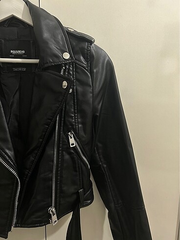Pull and Bear PULL BEAR SİYAH DERİ CEKET